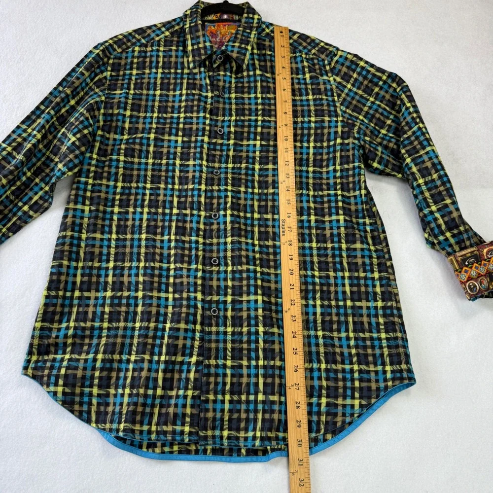 Robert Graham Mens Plaid Button Down Shirt Animal Portrait Size L‎ Whimsical